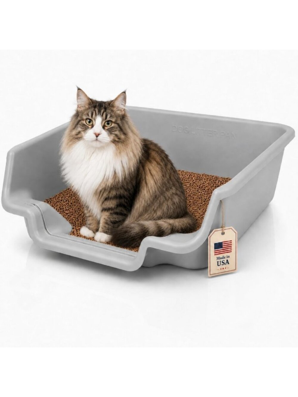 Jumbo Low Entry Cat Litter Box - Open Top Design for Senior Cats, Misty Gray
